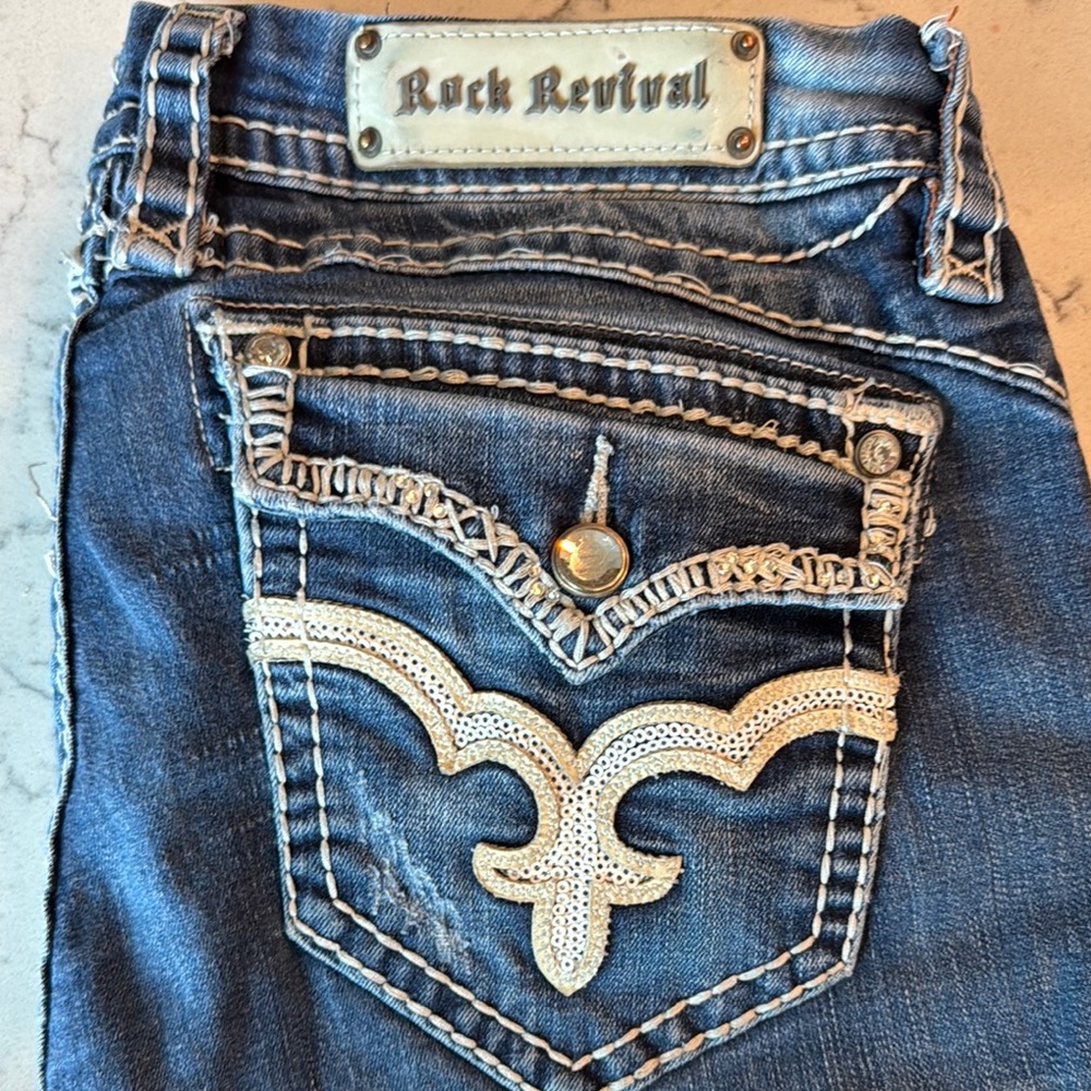 Rock Revival Women's Denim Jeans with White Stitching